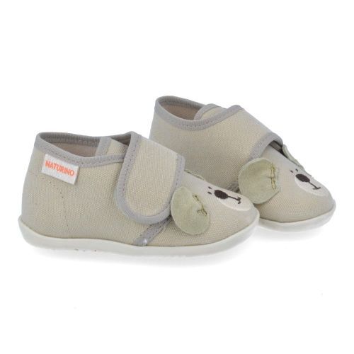 Naturino Pantoffels beige  (Kinder pantoffel beige met beertje - bidaim) - Junior Steps