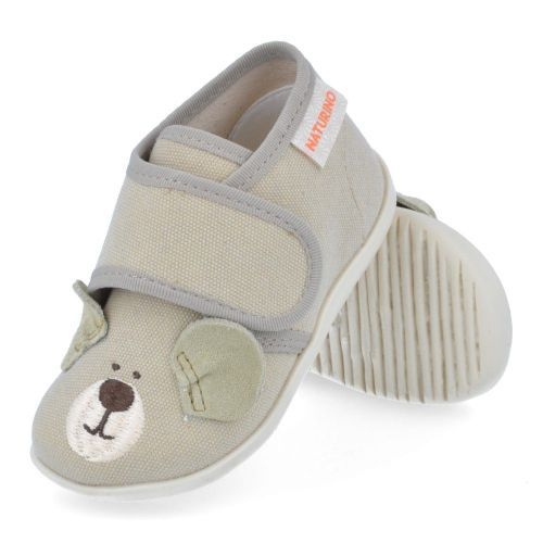 Naturino Pantoffels beige  (Kinder pantoffel beige met beertje - bidaim) - Junior Steps