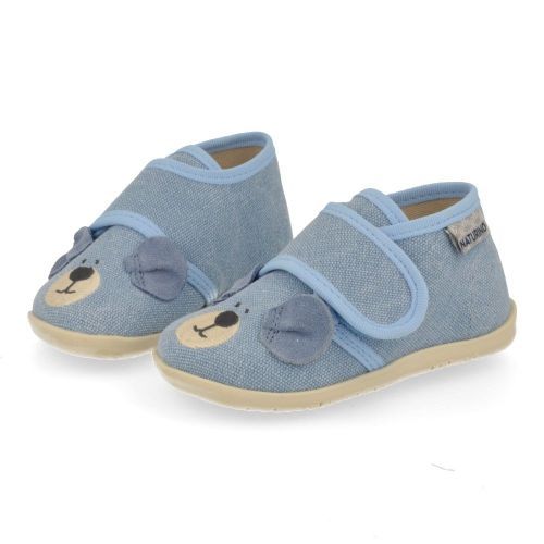 Naturino Pantoffels blauw  (Kinder pantoffel jeans met beertje - bidaim) - Junior Steps