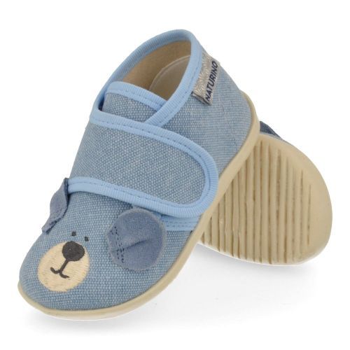 Naturino Pantoffels blauw  (Kinder pantoffel jeans met beertje - bidaim) - Junior Steps