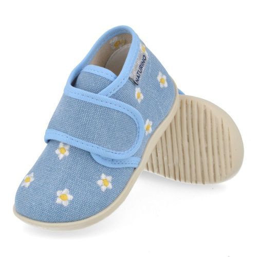 Naturino Pantoffels blauw Meisjes (Kinder pantoffel jeans met bloempjes - silvys) - Junior Steps