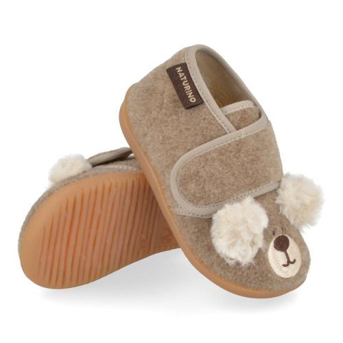 Naturino Pantoffels beige  (kinder pantoffel met beertje - bidaim) - Junior Steps
