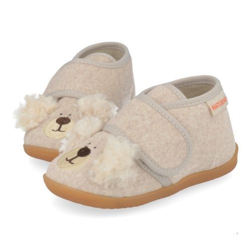 Naturino Pantoffels beige  (Kinder pantoffel met beertje - bidaim) - Junior Steps