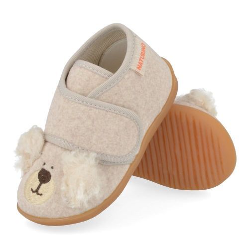 Naturino Pantoffels beige  (Kinder pantoffel met beertje - bidaim) - Junior Steps