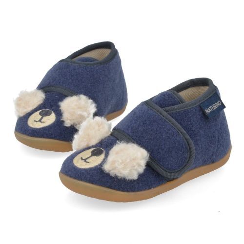 Naturino Pantoffels blauw  (kinder pantoffel met beertje - bidaim) - Junior Steps