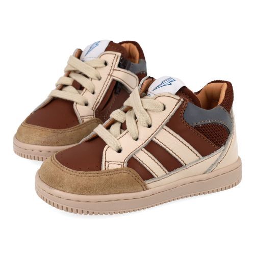 Ocra sneakers bruin Jongens (Beige bruine sneaker - D914/7) - Junior Steps