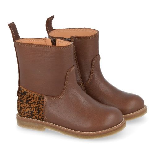 Ocra laarzen kort bruin Meisjes ( - bruin kort laarsje met luipaardprintc924) - Junior Steps