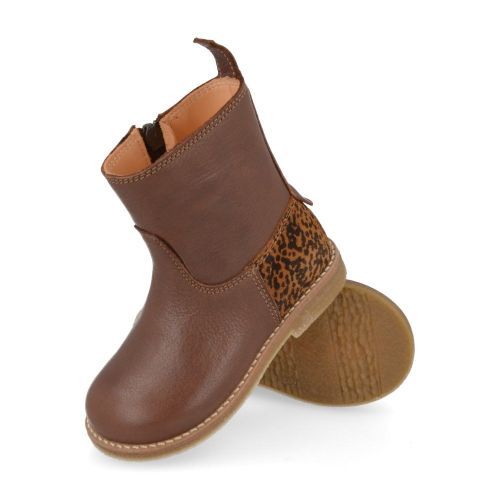 Ocra laarzen kort bruin Meisjes ( - bruin kort laarsje met luipaardprintc924) - Junior Steps