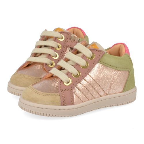 Ocra sneakers roze Meisjes (sneakers meisjes rosé metallic leder - D076) - Junior Steps