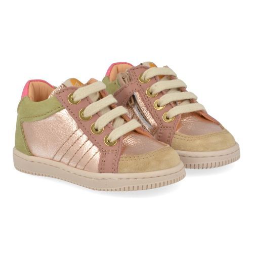 Ocra sneakers roze Meisjes (sneakers meisjes rosé metallic leder - D076) - Junior Steps