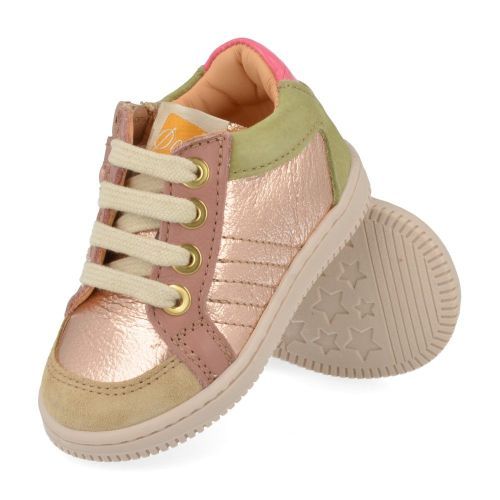 Ocra sneakers roze Meisjes (sneakers meisjes rosé metallic leder - D076) - Junior Steps