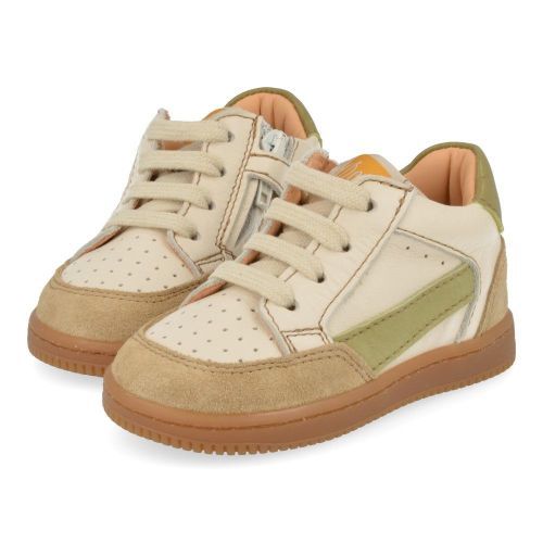 Ocra sneakers beige  (sneakers beige kaki leder - 970) - Junior Steps