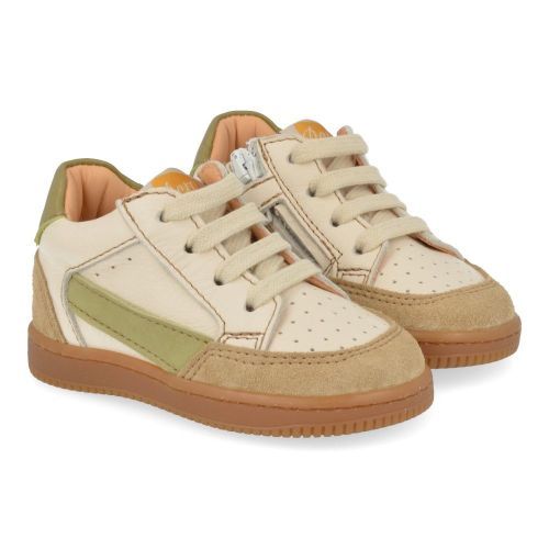 Ocra sneakers beige  (sneakers beige kaki leder - 970) - Junior Steps