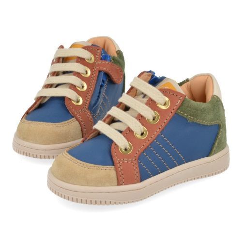 Ocra sneakers blauw  (sneakers blauw leder - D076) - Junior Steps