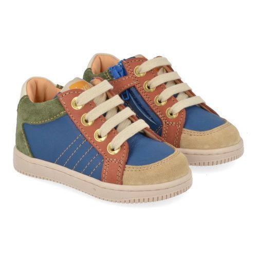 Ocra sneakers blauw  (sneakers blauw leder - D076) - Junior Steps