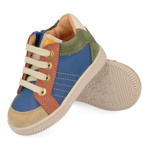 Ocra sneakers blauw  (sneakers blauw leder - D076) - Junior Steps