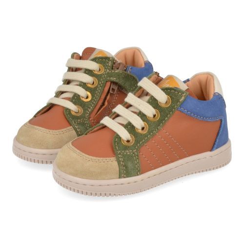 Ocra sneakers cognac  (sneakers cognac leder - D076) - Junior Steps