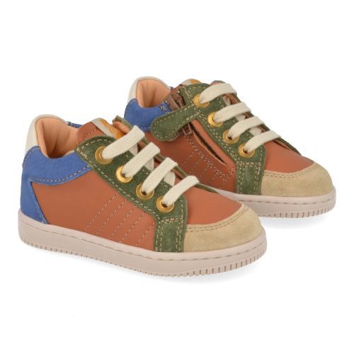 Ocra sneakers cognac  (sneakers cognac leder - D076) - Junior Steps