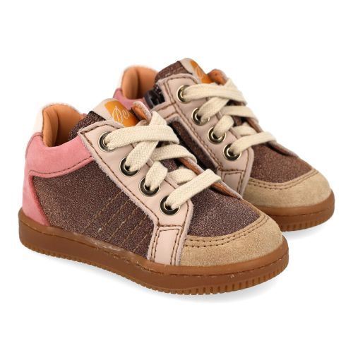 Ocra babyschoenen bruin Meisjes (sneakers glitter suéde - D076/5) - Junior Steps