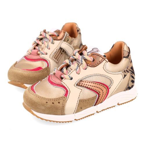 Ocra sneakers GOUD Meisjes (sneakers goud met roze accenten - E092/2) - Junior Steps