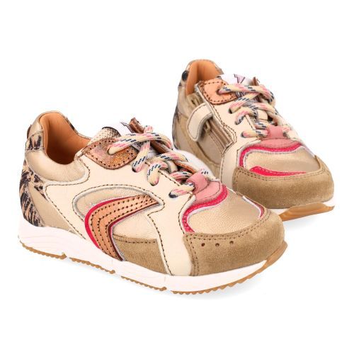 Ocra sneakers GOUD Meisjes (sneakers goud met roze accenten - E092/2) - Junior Steps