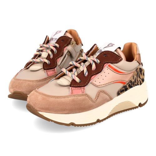 Ocra sneakers beige Meisjes (sneakers meisjes beige zebraprint - D365/5) - Junior Steps