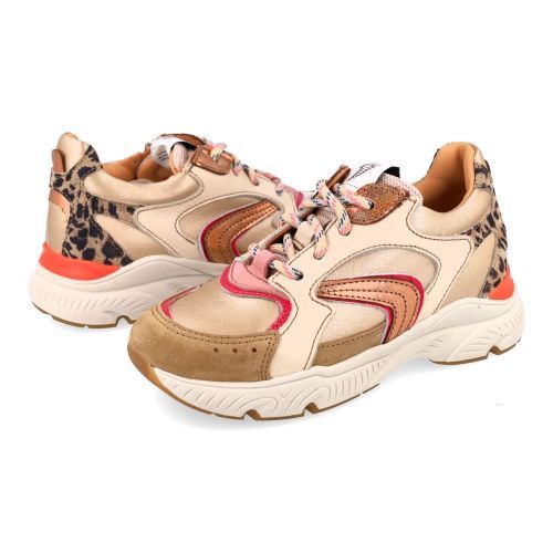 Ocra sneakers GOUD Meisjes (sneakers meisjes goud met roze accent - E090) - Junior Steps