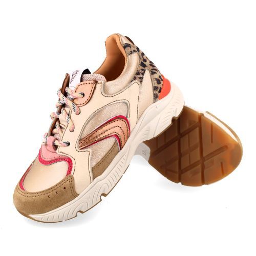 Ocra sneakers GOUD Meisjes (sneakers meisjes goud met roze accent - E090) - Junior Steps