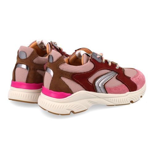Ocra sneakers roze Meisjes (sneakers meisjes roze met bordeaux accen - E090) - Junior Steps