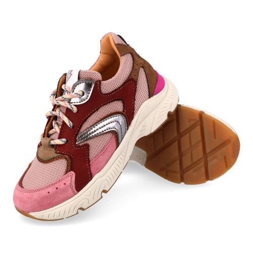 Ocra sneakers roze Meisjes (sneakers meisjes roze met bordeaux accen - E090) - Junior Steps