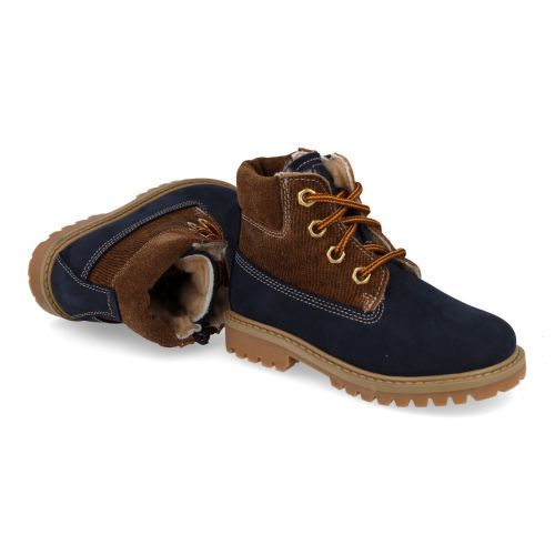 Ocra veterboot blauw  (veterboots blauw nubuck wol gevoerd - 662M8) - Junior Steps