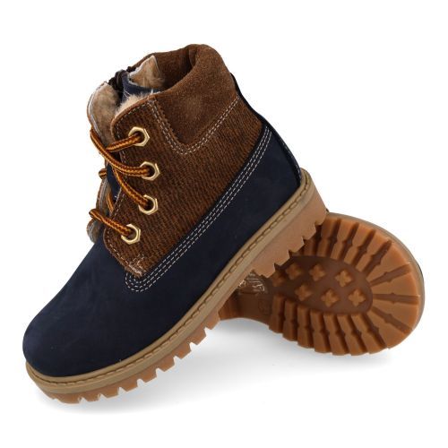 Ocra veterboot blauw  (veterboots blauw nubuck wol gevoerd - 662M8) - Junior Steps