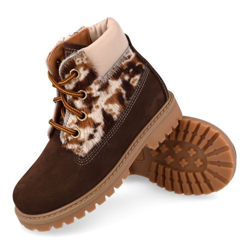 Ocra veterboot bruin Meisjes (veterboots bruin met dieren print  - 662C) - Junior Steps