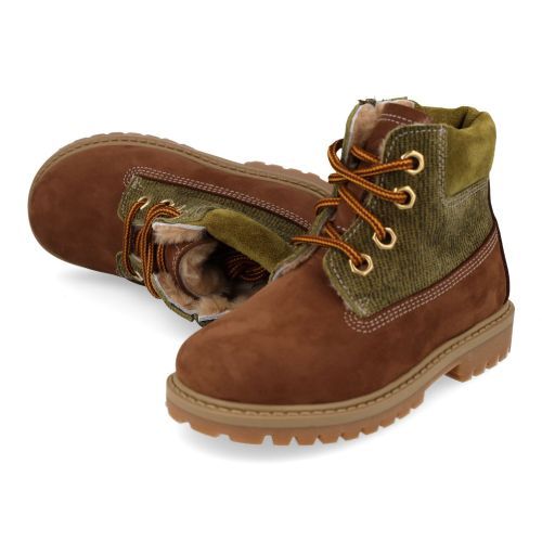 Ocra veterboot bruin  (veterboots bruin nubuck wol gevoerd - 662M7) - Junior Steps