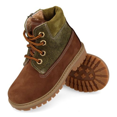 Ocra veterboot bruin  (veterboots bruin nubuck wol gevoerd - 662M7) - Junior Steps