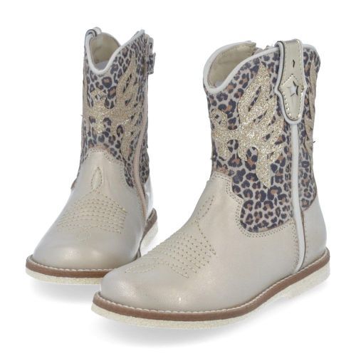 Pinocchio laarzen kort GOUD Meisjes (Western boots goud met leopard - P1524) - Junior Steps
