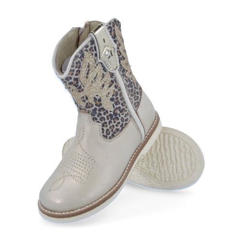 Pinocchio laarzen kort GOUD Meisjes (Western boots goud met leopard - P1524) - Junior Steps