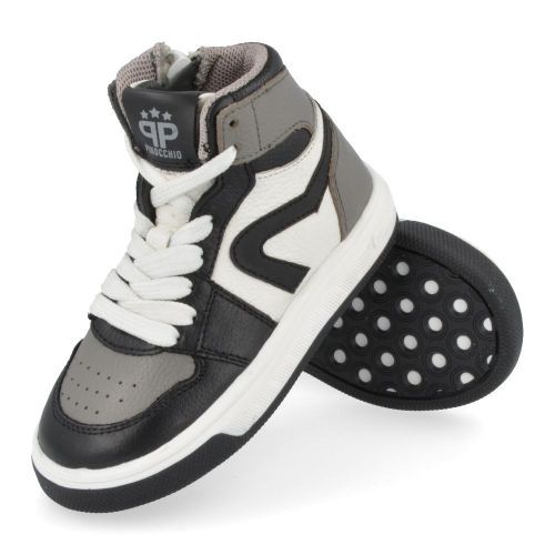 Pinocchio sneakers grijs  ( - zwart grijze sneaker P1012) - Junior Steps