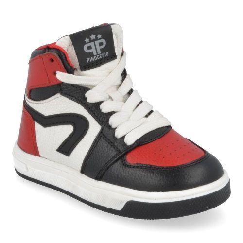 Pinocchio sneakers rood  ( - zwart rode sneaker P1012) - Junior Steps