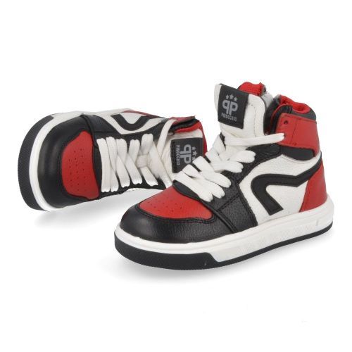 Pinocchio sneakers rood  ( - zwart rode sneaker P1012) - Junior Steps