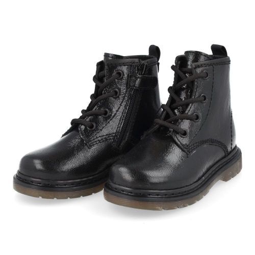 Pinocchio veterboot Zwart Meisjes (zwarte lak boots  - P1141) - Junior Steps