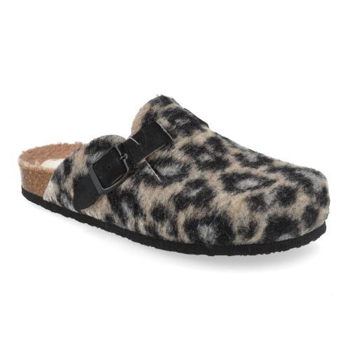 Plakton Pantoffels bruin Meisjes ( - leopard vilt slipper met voetbed181539 Winona) - Junior Steps