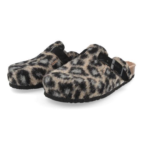 Plakton Pantoffels bruin Meisjes ( - leopard vilt slipper met voetbed181539 Winona) - Junior Steps