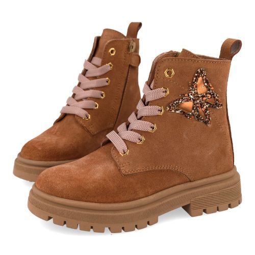 Poldino veterboot beige Meisjes (Beige suéde veterbottine  - 7005CM) - Junior Steps