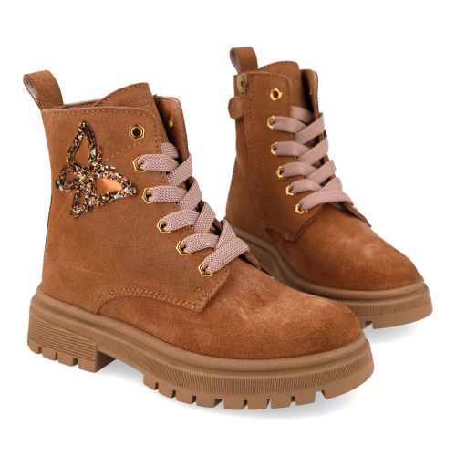 Poldino veterboot beige Meisjes (Beige suéde veterbottine  - 7005CM) - Junior Steps