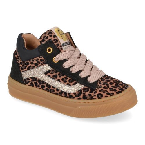 Poldino sneakers beige Meisjes (bruine sneaker met leopardprint - 6801FT) - Junior Steps