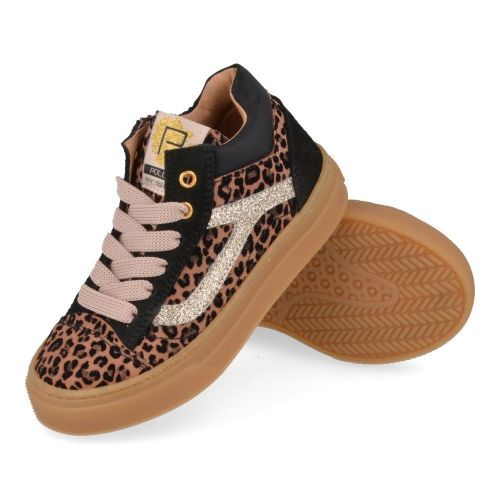 Poldino sneakers beige Meisjes (bruine sneaker met leopardprint - 6801FT) - Junior Steps