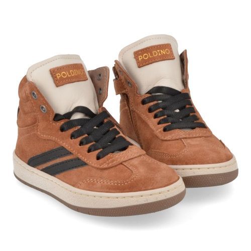 Poldino sneakers cognac Jongens ( - cognac sneaker met zwart6624) - Junior Steps