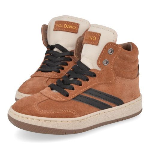 Poldino sneakers cognac Jongens ( - cognac sneaker met zwart6624) - Junior Steps