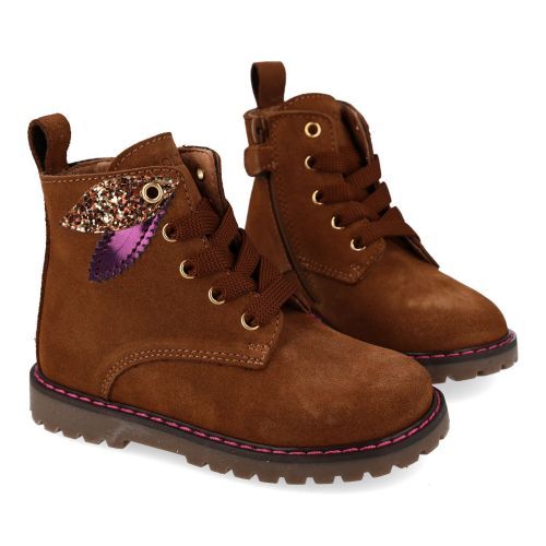 Poldino laarzen kort cognac Meisjes (cognac veterlaarsje  - 7010CB) - Junior Steps